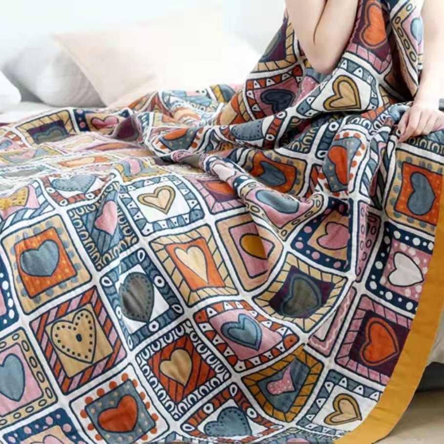 【 Elshi 】 American-style cotton gauze towel quilts, single and double air-conditioned summer cooling quilts, nap covers and blankets wholesale Item Picture