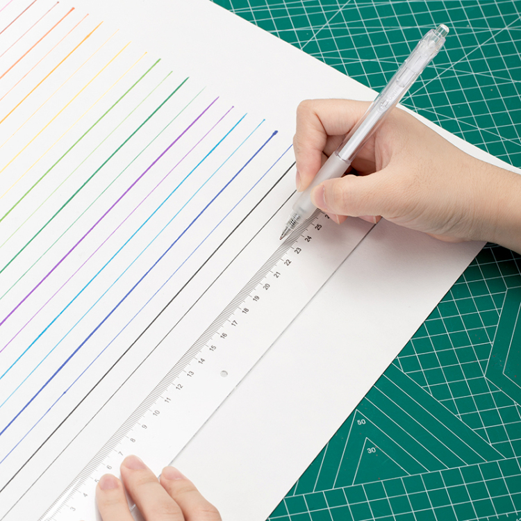 Deli Office student stationery plastic transparent 30CM straight ruler Specification image
