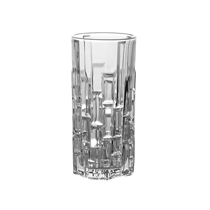 跨境爆款创意晶质复刻纹玻璃杯高颜值创意果酒竖条纹小品杯透明威士忌酒杯