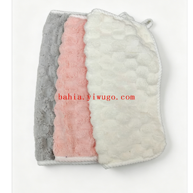 Bow tie lanyard coral fleece small square towel 30cm thick absorbent hand towel for cleaning Item Picture