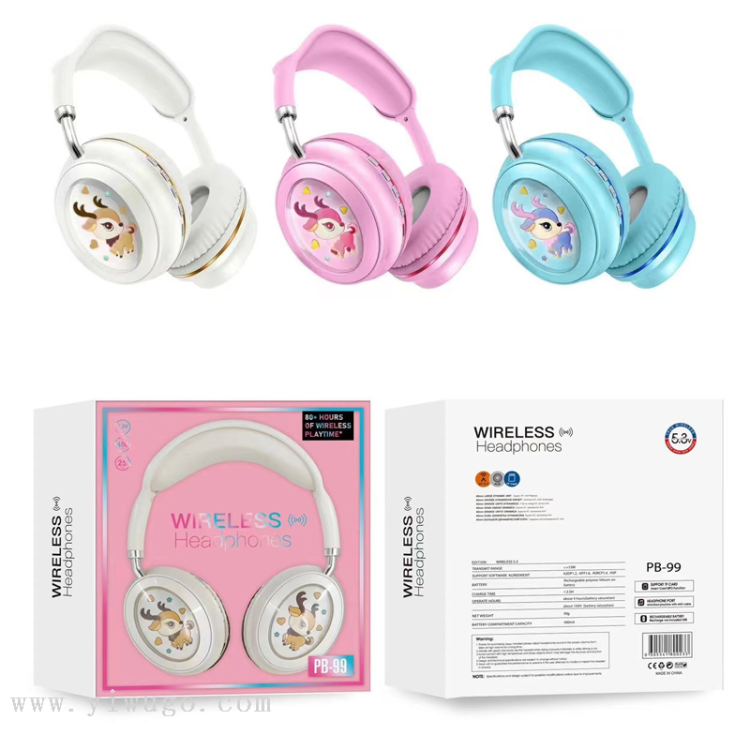 The cute and playful deer headphones feature a trendy and cool design with adorable patterns, combining both fashion and fun details Picture