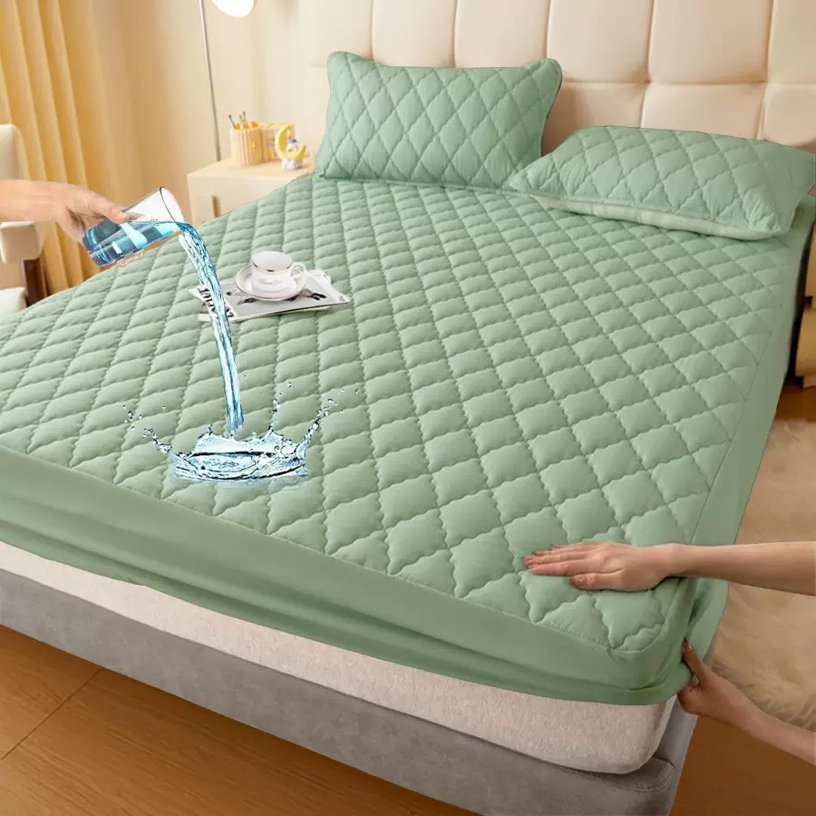 Direct sales for foreign trade, cross-border exclusive supply and wholesale of waterproof cotton-padded beds, solid color thickened matte MATS, Dream protective beds details Picture