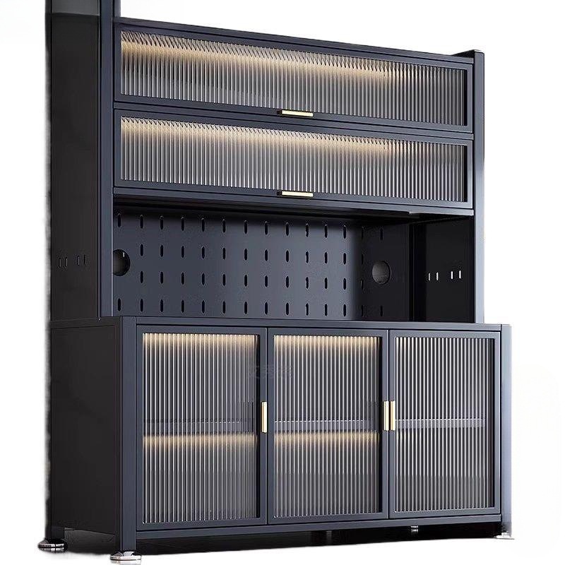 Kitchen multi-layer sideboard, floor-standing multi-functional storage rack, microwave oven, oven, steel storage cabinet, household storage cabinet Item Picture