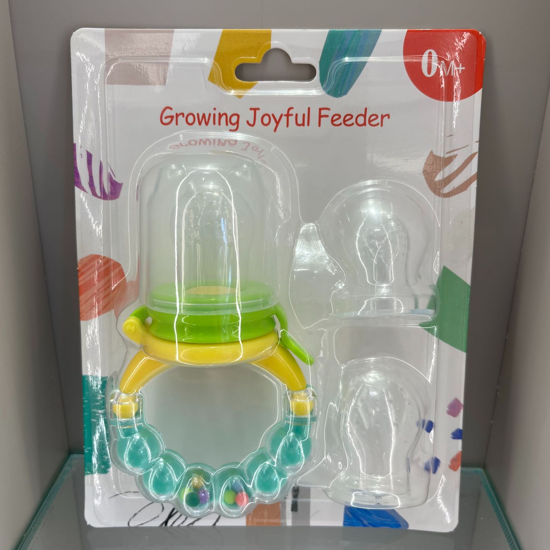 英文卡装婴儿咬咬乐响铃发声果蔬乐儿童水果辅食器带多尺寸替换头细节图