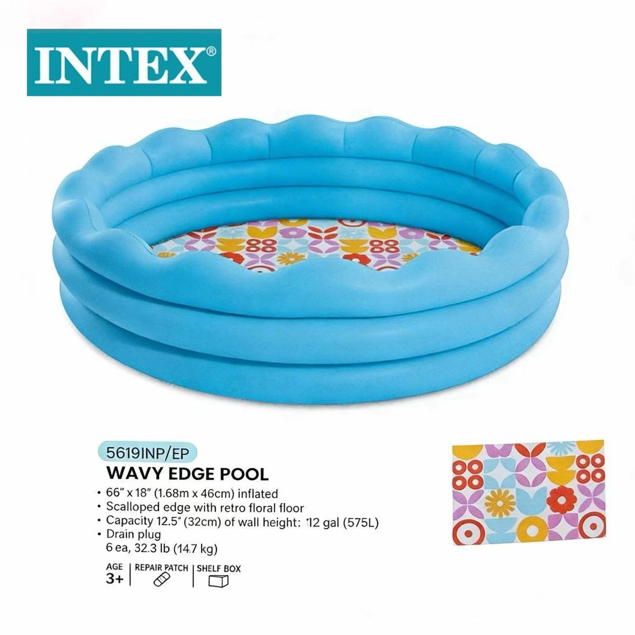INTEX56191新款复古蓝色波浪三圈水池