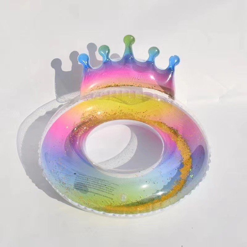 Bright pink ring mermaid tail adult swimming ring, ins style Internet celebrity gradient color swimming ring, semi-transparent life buoy wholesale Item Picture