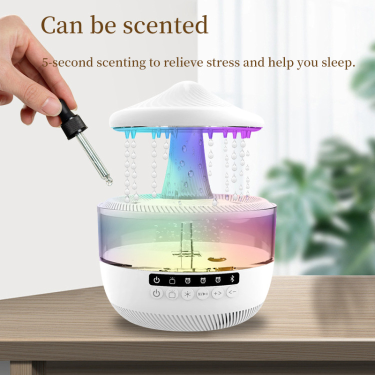 New Bluetooth speaker, Cloud raindrop aroma diffuser, seven-color ambient light, remote control, timed essential oil aroma diffuser and humidifier Specification image