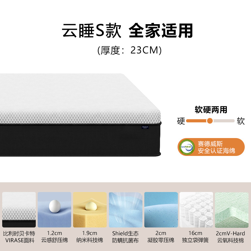 Simmons Memory foam independent pocket spring home mattress Hard pad Soft and hard dual-purpose back support home mattress wholesale Item Picture