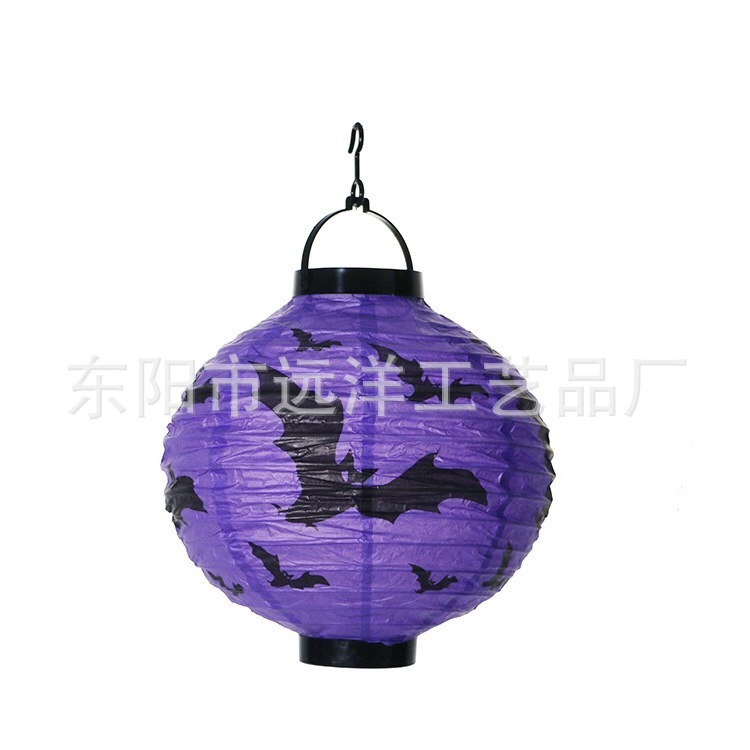 外贸新款万圣节纸灯笼南瓜发光 led电池盒折叠装饰纸灯笼批发中秋灯笼灯笼发光灯笼手工鱼灯发光