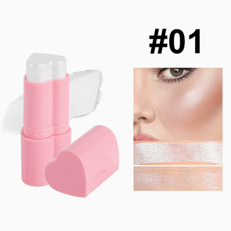 Blush stick, heart-shaped blush cream, Highlighter contour stick, facial brightening, color-changing and long-lasting pigment Specification image