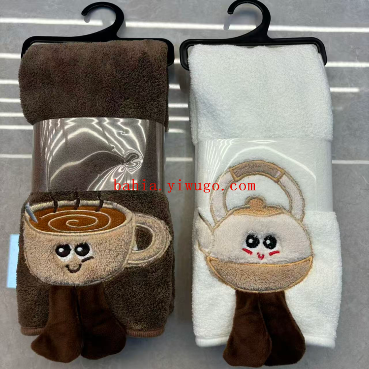 Cartoon plush dry hair towels, children's household towels, bath towels, hand towels, thickened soft absorbent souvenirs details Picture