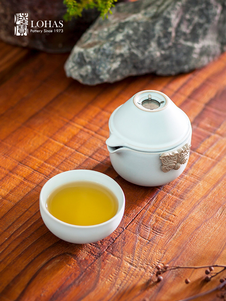 Lubao Ceramic tea sets, Spring and Autumn Quick Cup, travel tea sets, outdoor one pot, one cup, with tea strainer, easy brewing pot