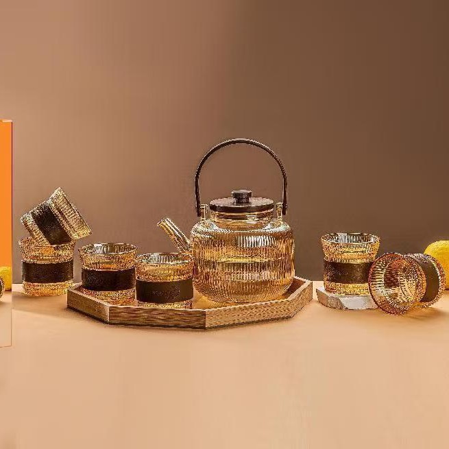Set de té de vidrio estilo vertical estilo lifting bar jarra set de agua oficina hogar tazas y jarra creativo acompañante regalo de mano al por mayor Specification image
