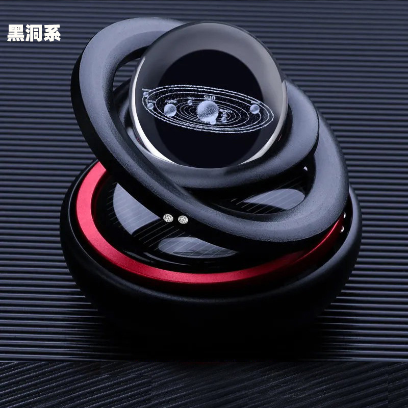 Douyin Solar double-ring rotating aroma diffuser, car flying saucer aroma diffuser, suspended car aroma diffuser perfume Item Picture