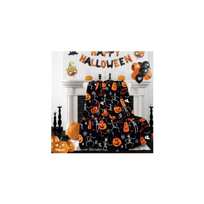 【 Elsie 】 Halloween Sofa Bed blanket Halloween Fall Thanksgiving Gift blanket Pumpkin and Ghost Application Scenario
