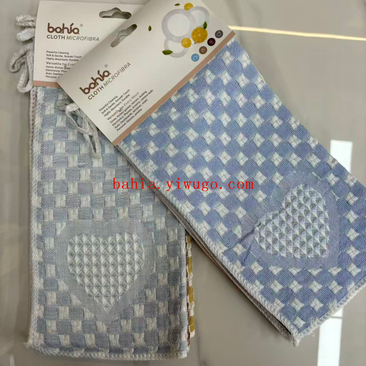 5 pieces of 30*30cm embroidered heart-shaped cleaning cloths, kitchen dishcloths, kitchenware and stove cleaning cloths, bahia Specification image