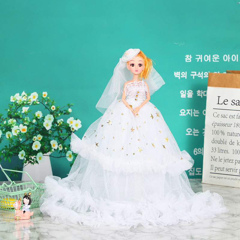 New street stall doll, golden five-pointed star, three-layer wedding dress, Western-style dress, princess doll, 50 cm oversized Barbie girl Item Picture