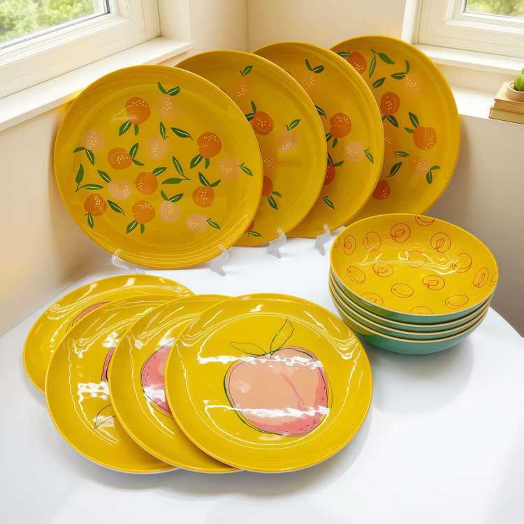 Export wholesale of A5 food-grade dinner plates, heat-insulating and shock-resistant melamine tableware sets Item Picture