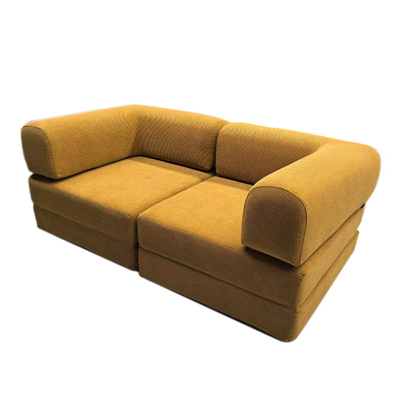 Vacuum compression sofa, Teddy folding sofa, small living room, three-person, French retro fabric straight row modular sand details Picture