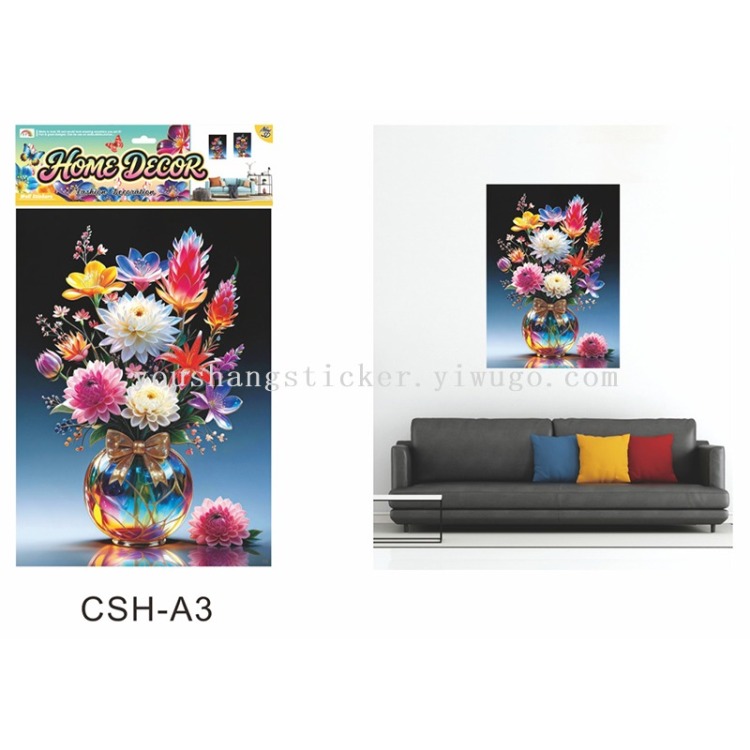 8 selectable waterproof self-adhesive wall stickers with colorful flower bouquets for the living room entrance decoration poster details Picture