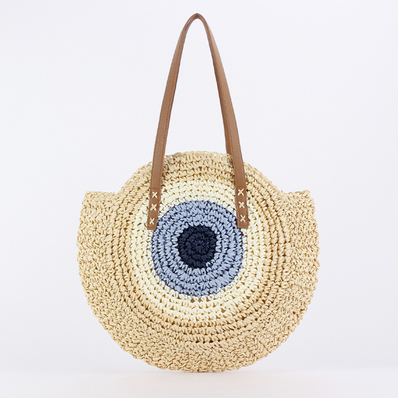 One-piece delivery of new simple round single-shoulder paper rope woven bags, beach bags, fashionable women's bags and large-capacity commuting bags