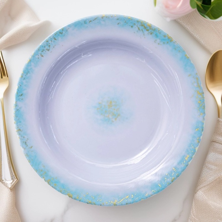 跨境手持菜碟大勺子盘子网红密胺餐具商用餐饮专用塑料盘