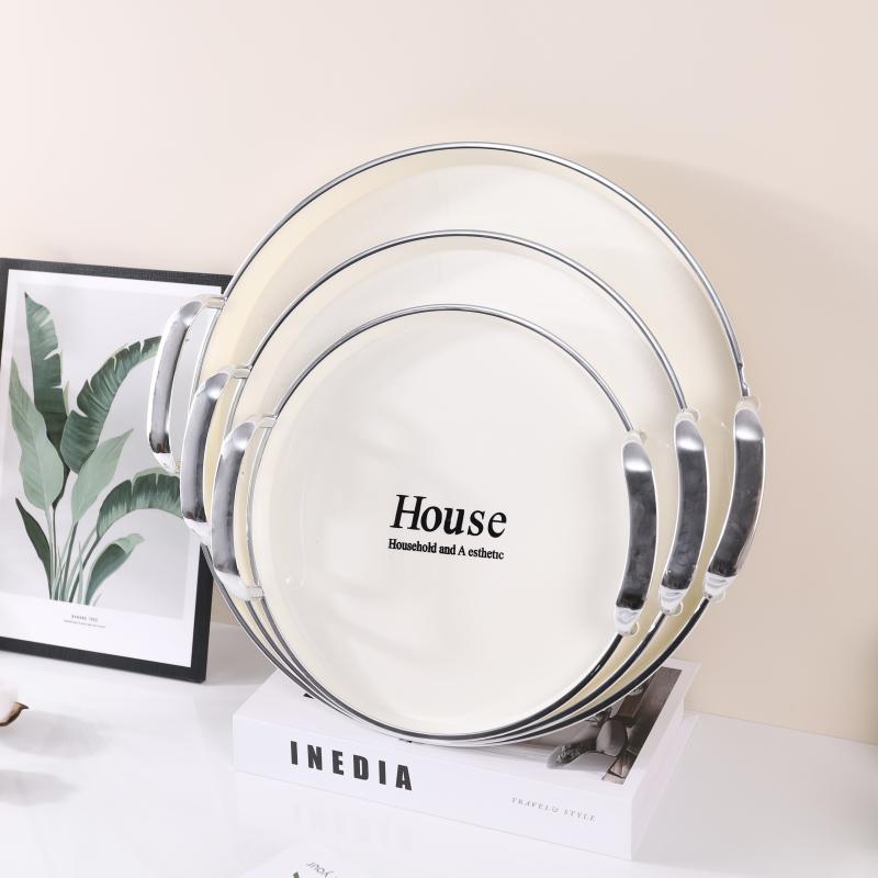 Three-piece set of plastic PET square, round and oval household and commercial pallets for cross-border direct supply of fruit platters