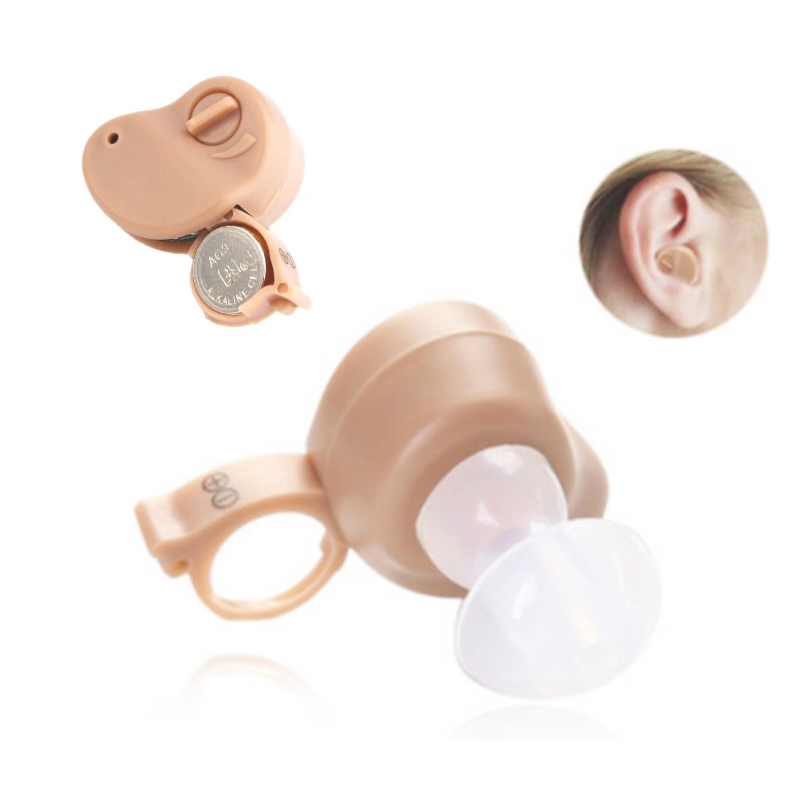 Portable sound amplifiers for hearing AIDS, small battery-powered hearing AIDS for the elderly with poor hearing, and medical devices full figure