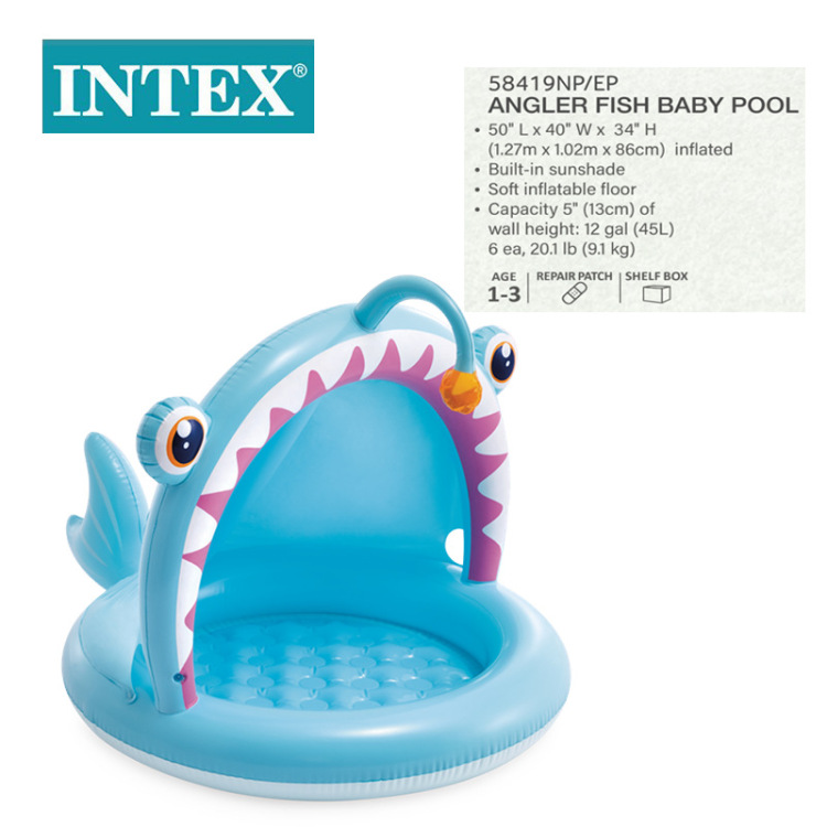 INTEX58419灯笼鱼婴儿水池宝宝充气水池遮阳洗澡浴盆海洋球池批发