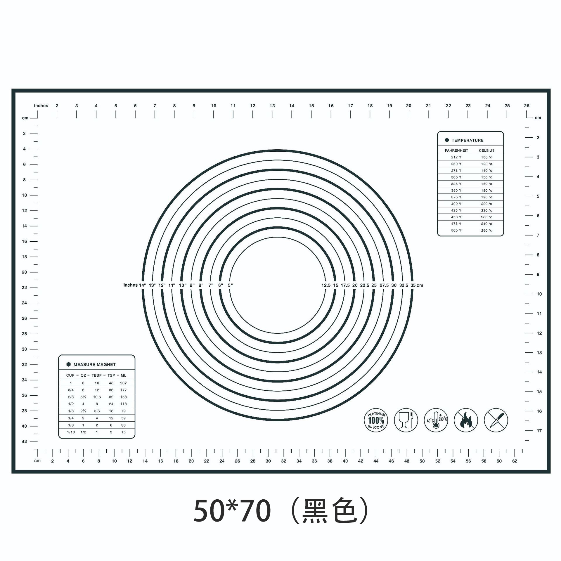 70*50cm extra-large silicone pad, kneading pad, rolling pad, heat-resistant and non-stick baking tool, panel and dough pad Specification image