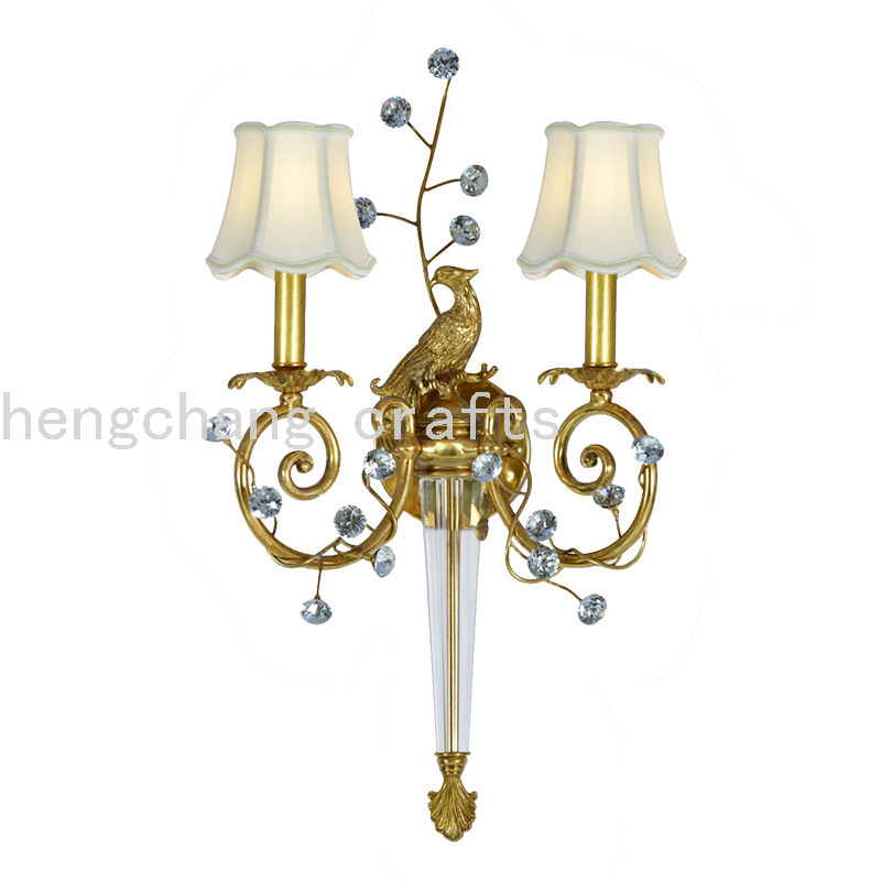 法国全铜壁灯别墅复古欧式灯光豪华客厅背景壁灯卧室床头水晶壁灯细节图