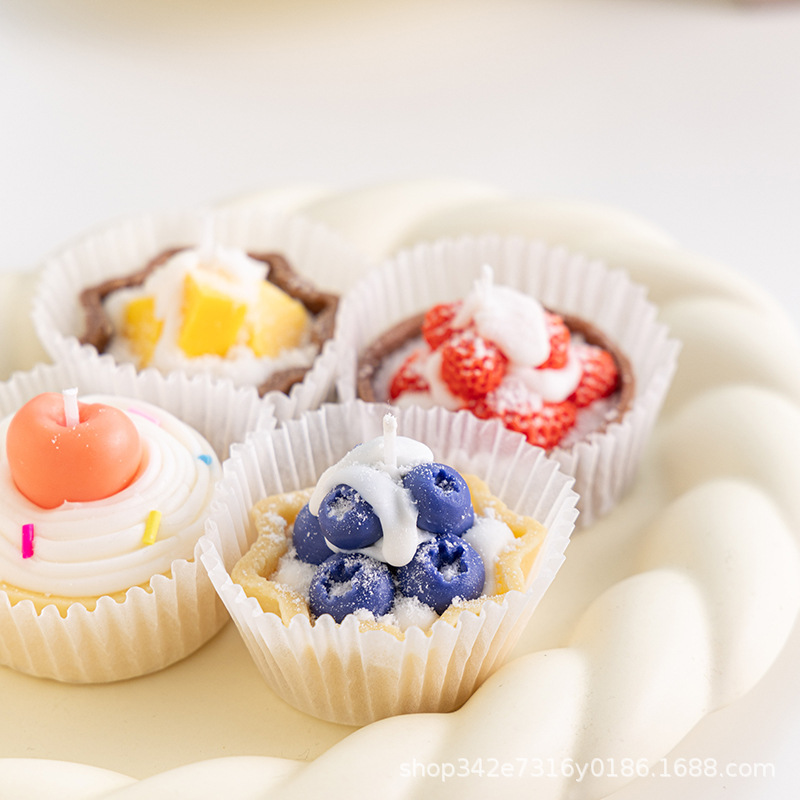 大豆蜡甜品蛋糕香薰蜡烛香氛礼盒摆件草莓芒果水果挞手工