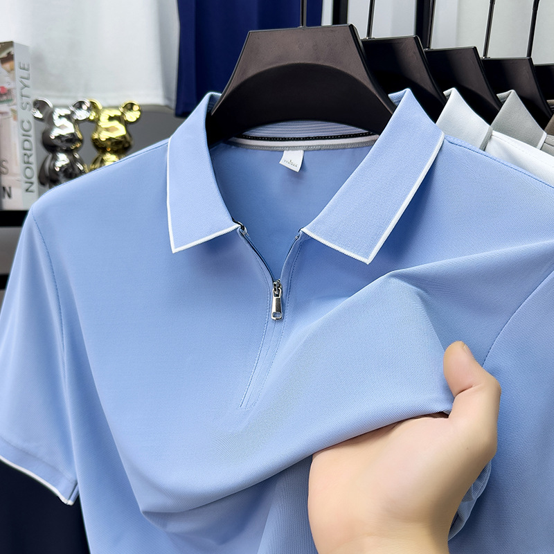 26 Summer Men's polo shirt short-sleeved new ice silk breathable business casual lapel business top for men