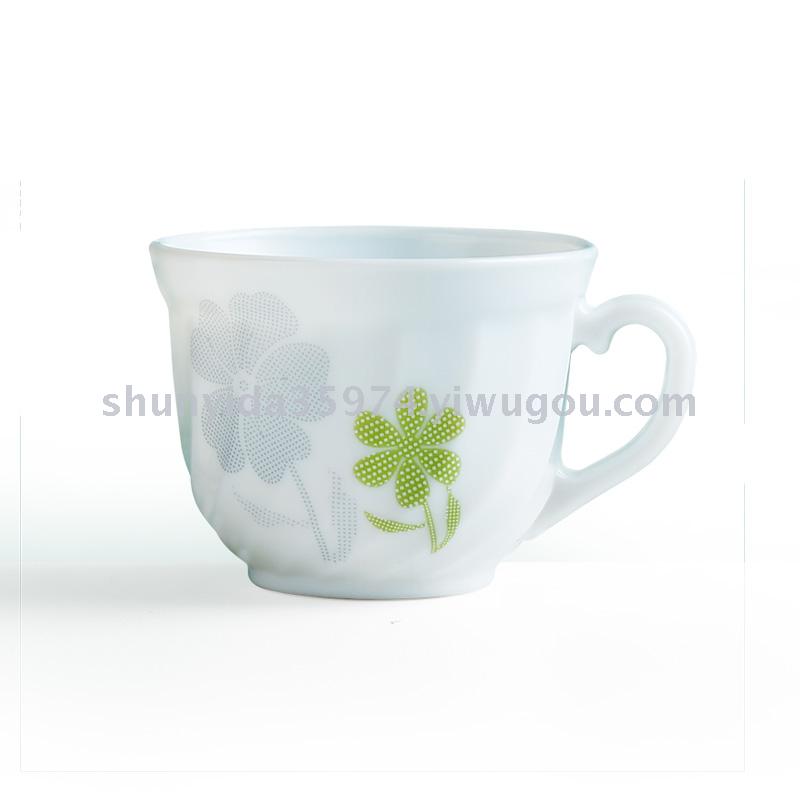 OPAL GLASSWARE White Jade Porcelain tempered Glass spiral Cup Coffee Cup Tea set