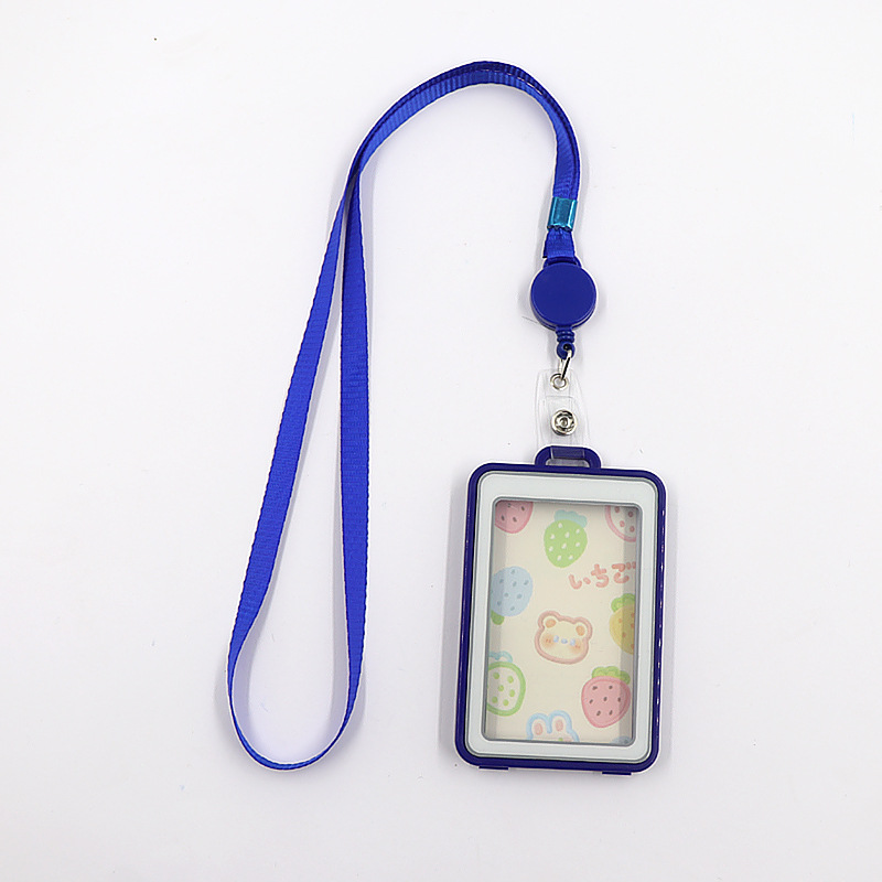 Campus student card holder easy-pull buckle, 0.5cm thickened card, electronic card, ID card, bus card, access control card holder, lanyard Item Picture