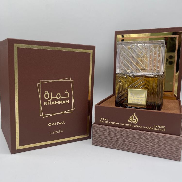 Crossover blast Khamrah Qahwa eau de toilette unisex 100ML perfume Medio Oriente kamla caja de madera Specification image