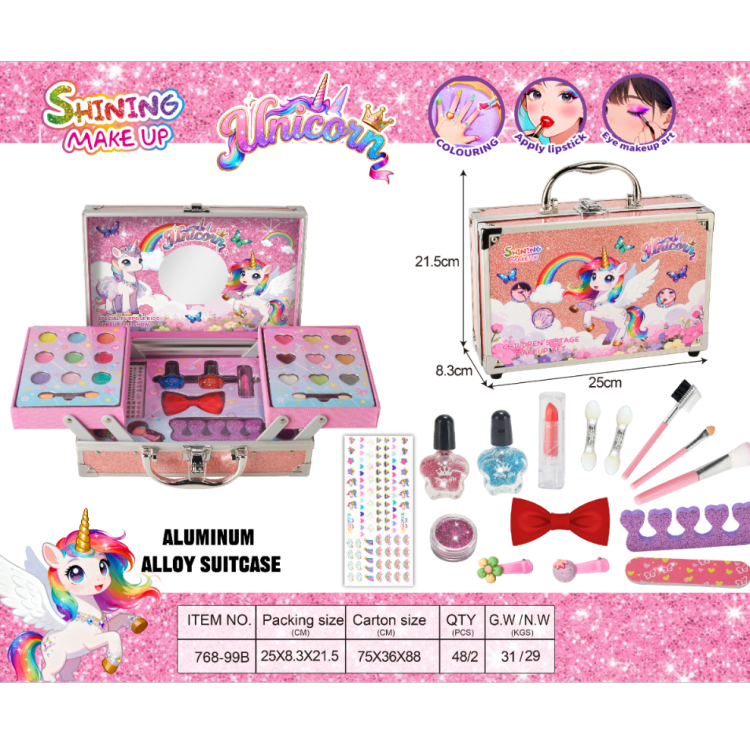 跨境系列合金手提盒甲油口红双层眼影发夹套装女孩化妆品饰品