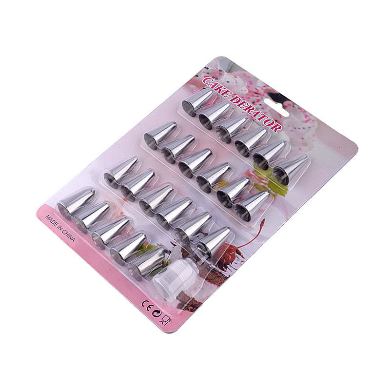 Stainless steel piping tip card holder set, cake cream piping bag, DIY baking bean cookie tool set details Picture