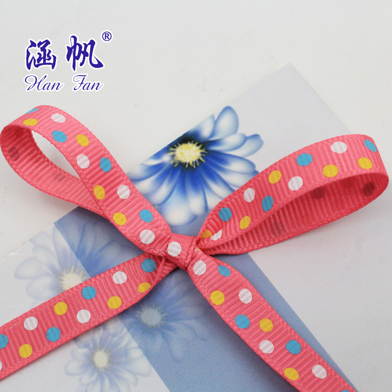 Ribbed ribbon printing DIY ribbon dot printing ribbon dot printing polyester ribbon polyester ribbon clothing accessories details Picture