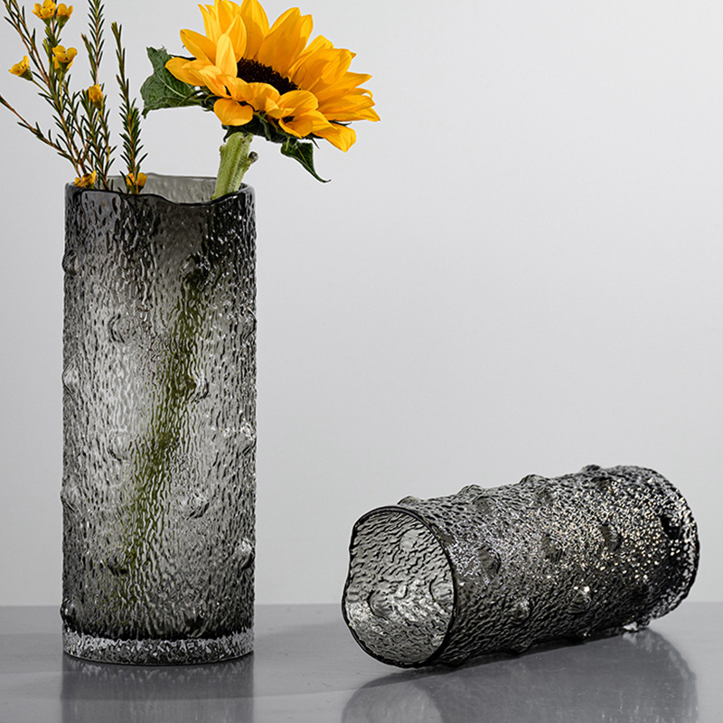 北欧ins风玻璃花瓶高级感水培鲜花花器居家大口径插花瓶装饰摆件产品图