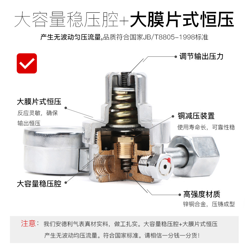 Andeli gas-saving pressure reducing valve energy-saving stainless steel welding machine gas meter anti-drop and anti-first flush details Picture