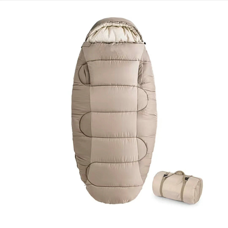 The sleeping cake can be extended into an egg-shaped sleeping bag for outdoor camping. The thickened cold-proof down sleeping bag for autumn and winter is portable for adults for camping