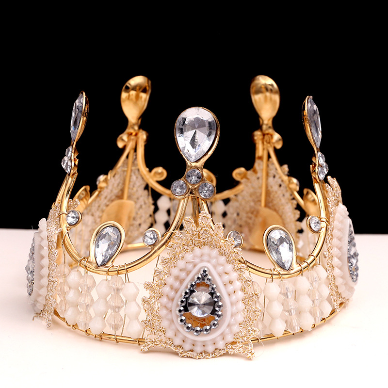 一件代发蛋糕烘焙装饰新娘蕾丝皇冠生日配饰复古女王大圆头饰详情图3