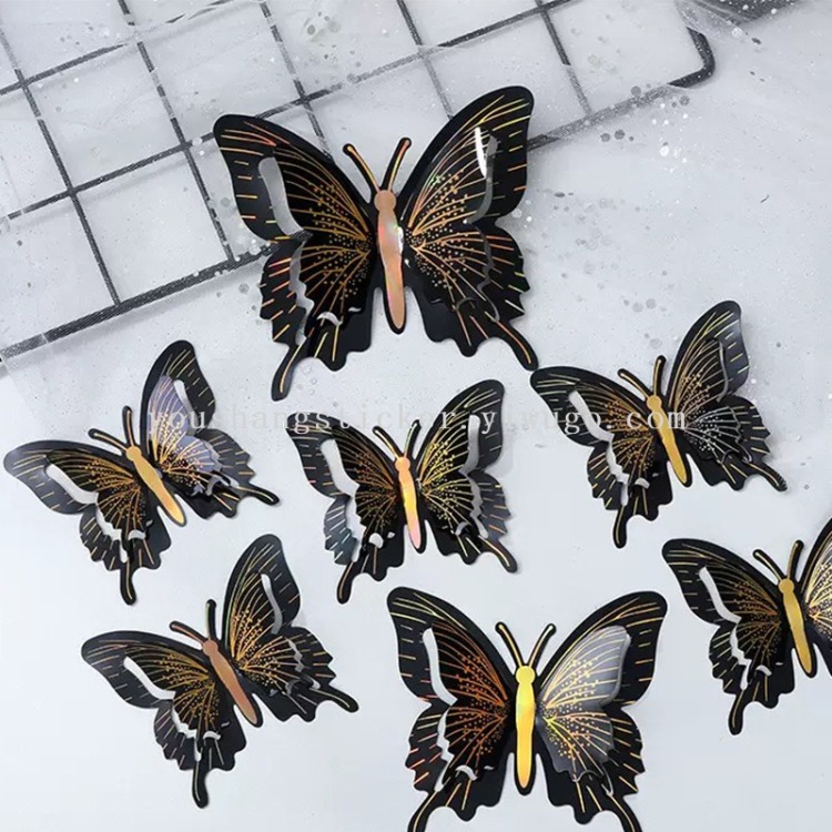 Double-layer relief three-dimensional butterfly wall stickers in multiple colors available for home, bedroom, window display and wedding DIY decorative stickers