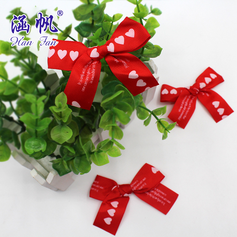 Wholesale and customized production of printed bows, various woven ribbons, knitted and decorated bows, factory direct sales, customized patterns