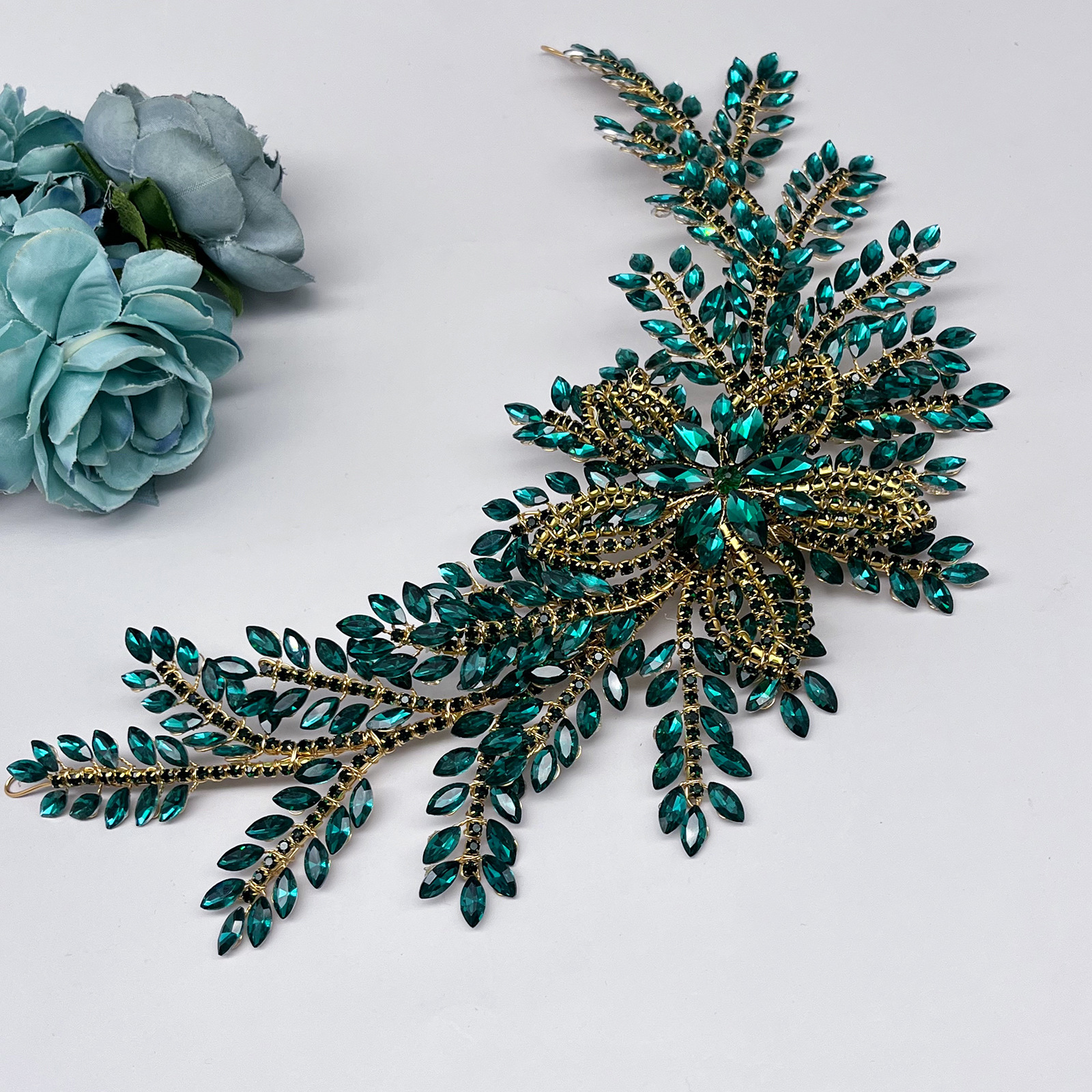 欧美绿色头饰 手工镶钻树枝造型新娘发带发冠 绿色礼服配饰 DZ135