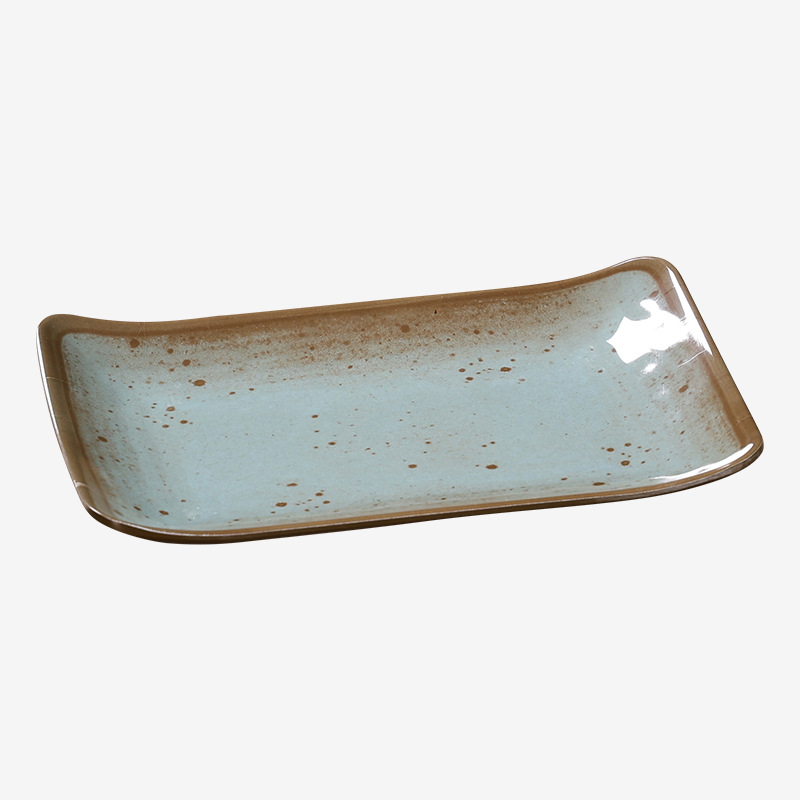 Melamine tableware, Japanese rectangular sushi plates, restaurant and hotel commercial artistic pastry plates, colored glazed plates wholesale Application Scenario