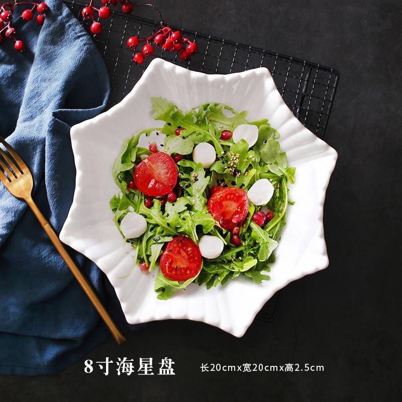 Creative household vegetable plates, melamine octagonal star-shaped plates, pasta, Western cuisine, dessert, fruit, cold dish plates and tableware full figure