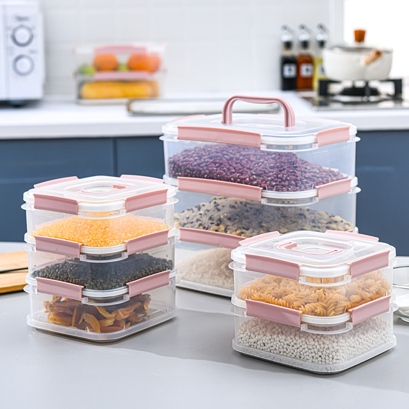 Customized plastic hand-held food storage box sets, large rectangular square food storage boxes, food-grade refrigerator storage boxes from the manufacturer Specification image