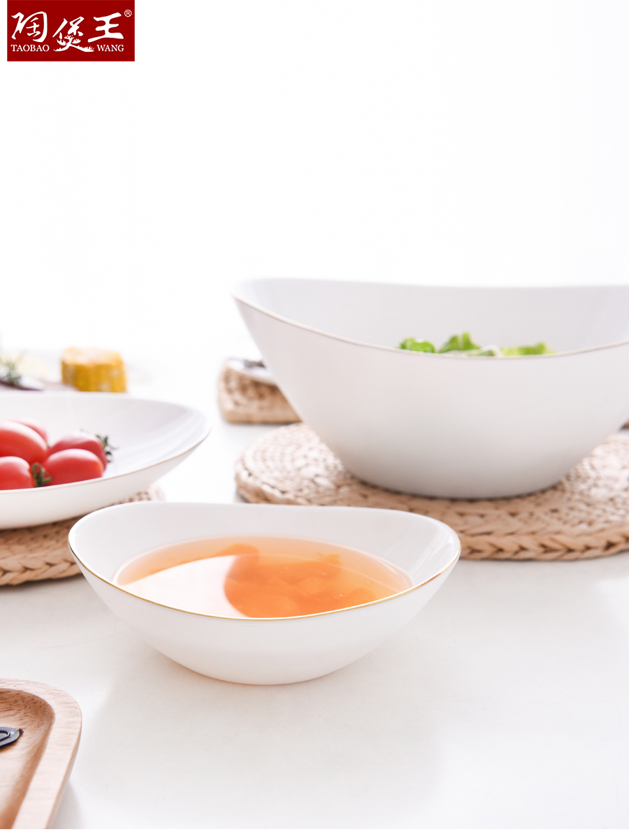 OPAL GLASSWARE Tempered glass tableware, white jade porcelain tempered glass gold bowl, salad bowl, soup bowl tableware Application Scenario